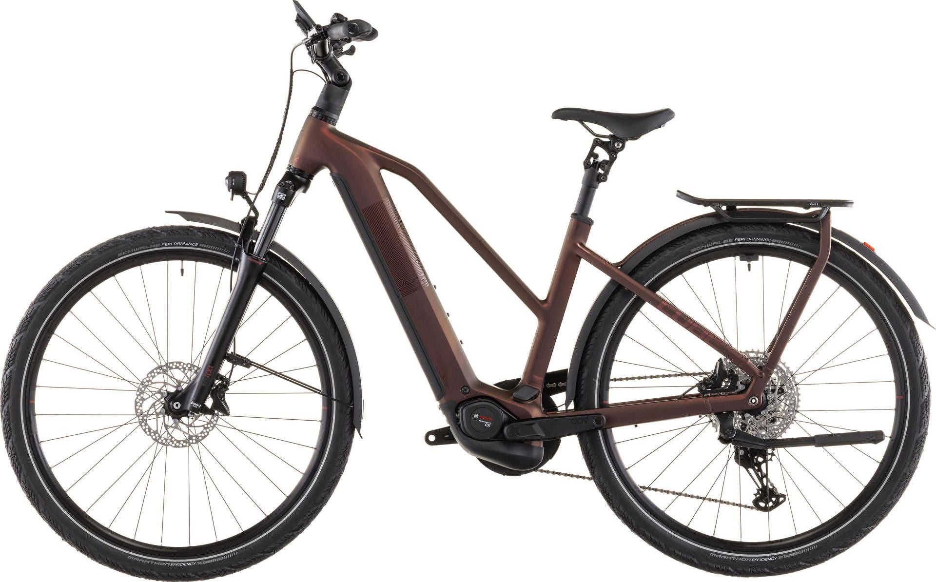 VTC Électrique Cube Kathmandu Hybrid Pro 800 Trapeze Shimano Deore/Deore XT 12V 800 Wh 700 mm Rouge Orange Sun Glow 2026