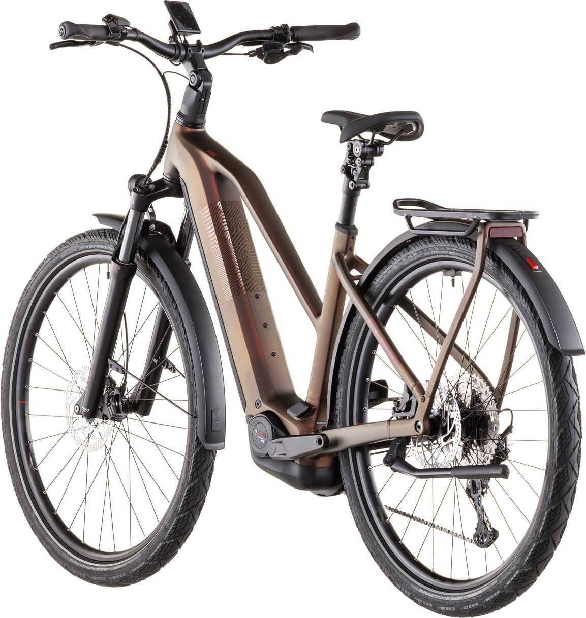 VTC Électrique Cube Kathmandu Hybrid Pro 800 Trapeze Shimano Deore/Deore XT 12V 800 Wh 700 mm Rouge Orange Sun Glow 2026