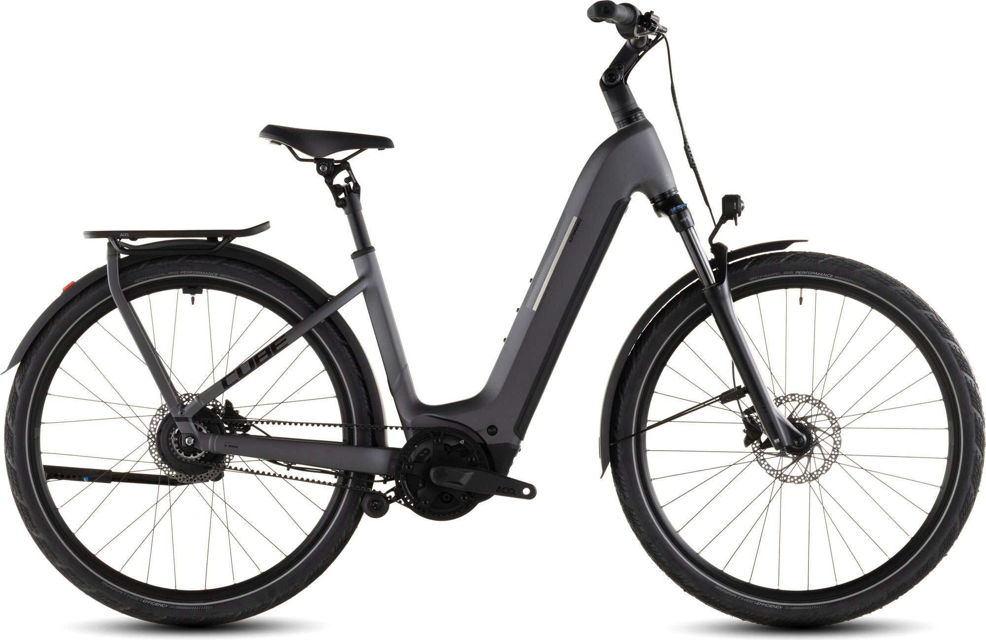VTC Électrique Cube Kathmandu Hybrid Comfort Pro 800 Easy Entry Enviolo Trekking Courroie 800 Wh 700 mm Gris Slab 2026