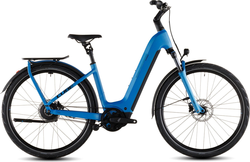 VTC Électrique Cube Kathmandu Hybrid Comfort Pro 800 Easy Entry Enviolo Trekking Courroie 800 Wh 700 mm Bleu Azure 2026