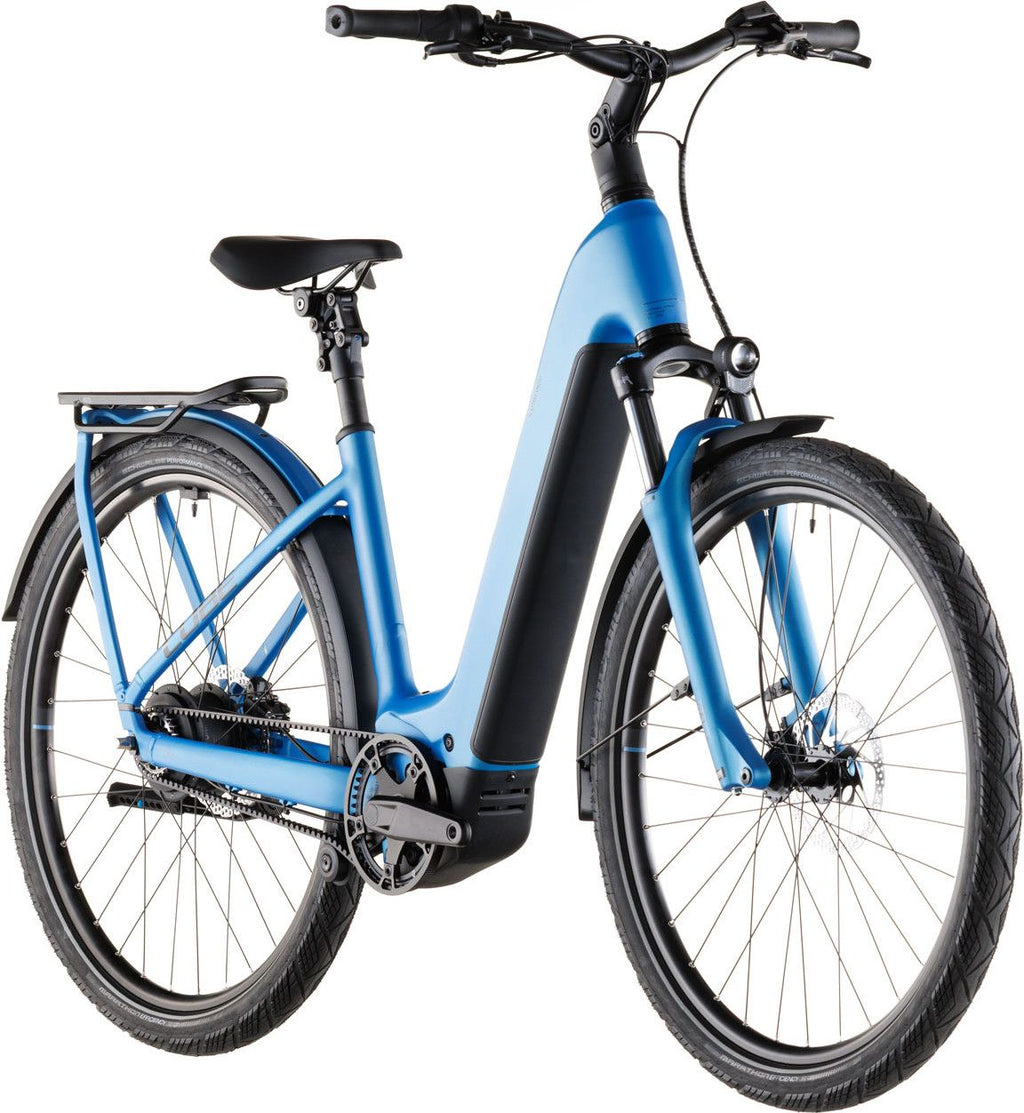 VTC Électrique Cube Kathmandu Hybrid Comfort Pro 800 Easy Entry Enviolo Trekking Courroie 800 Wh 700 mm Bleu Azure 2026
