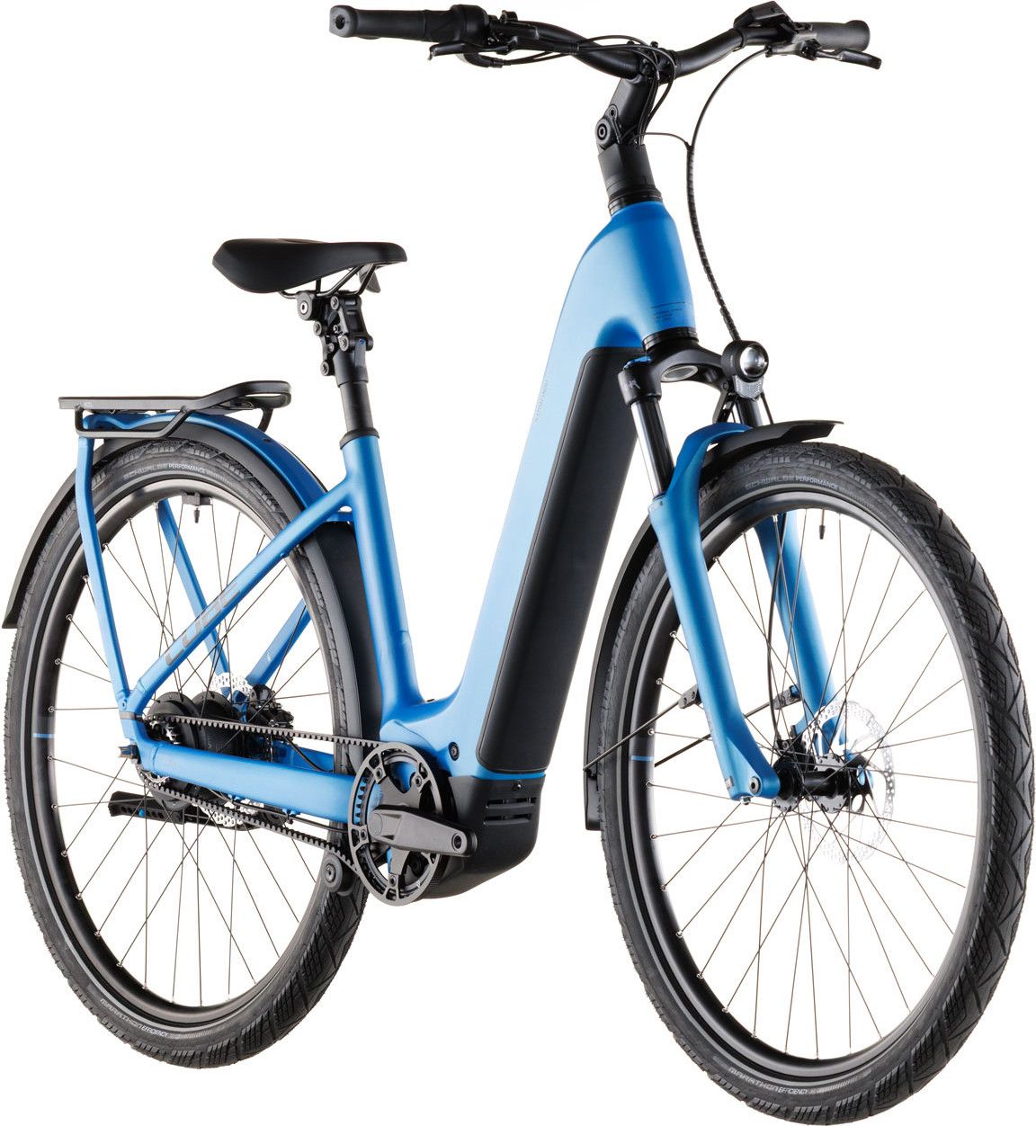 VTC Électrique Cube Kathmandu Hybrid Comfort Pro 800 Easy Entry Enviolo Trekking Courroie 800 Wh 700 mm Bleu Azure 2026