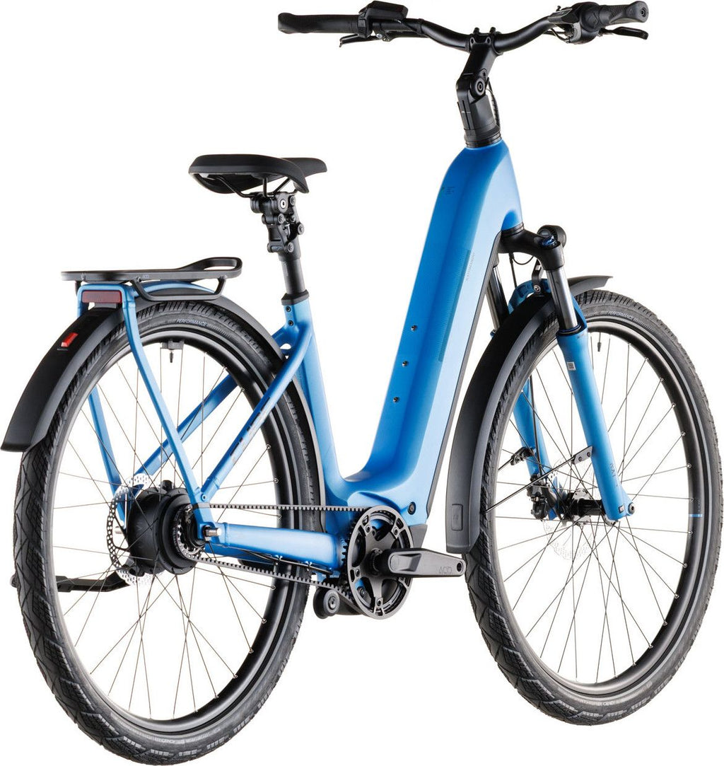 VTC Électrique Cube Kathmandu Hybrid Comfort Pro 800 Easy Entry Enviolo Trekking Courroie 800 Wh 700 mm Bleu Azure 2026