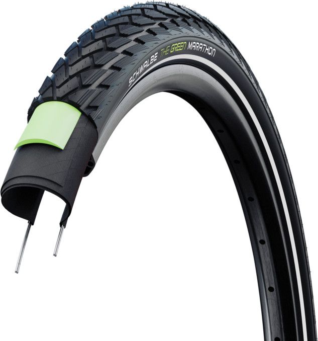 Pneu Schwalbe Green Marathon 700 mm TubeType Rigide Green Guard Addix Eco E-Bike E-50 Flancs Réfléchissants Noir
