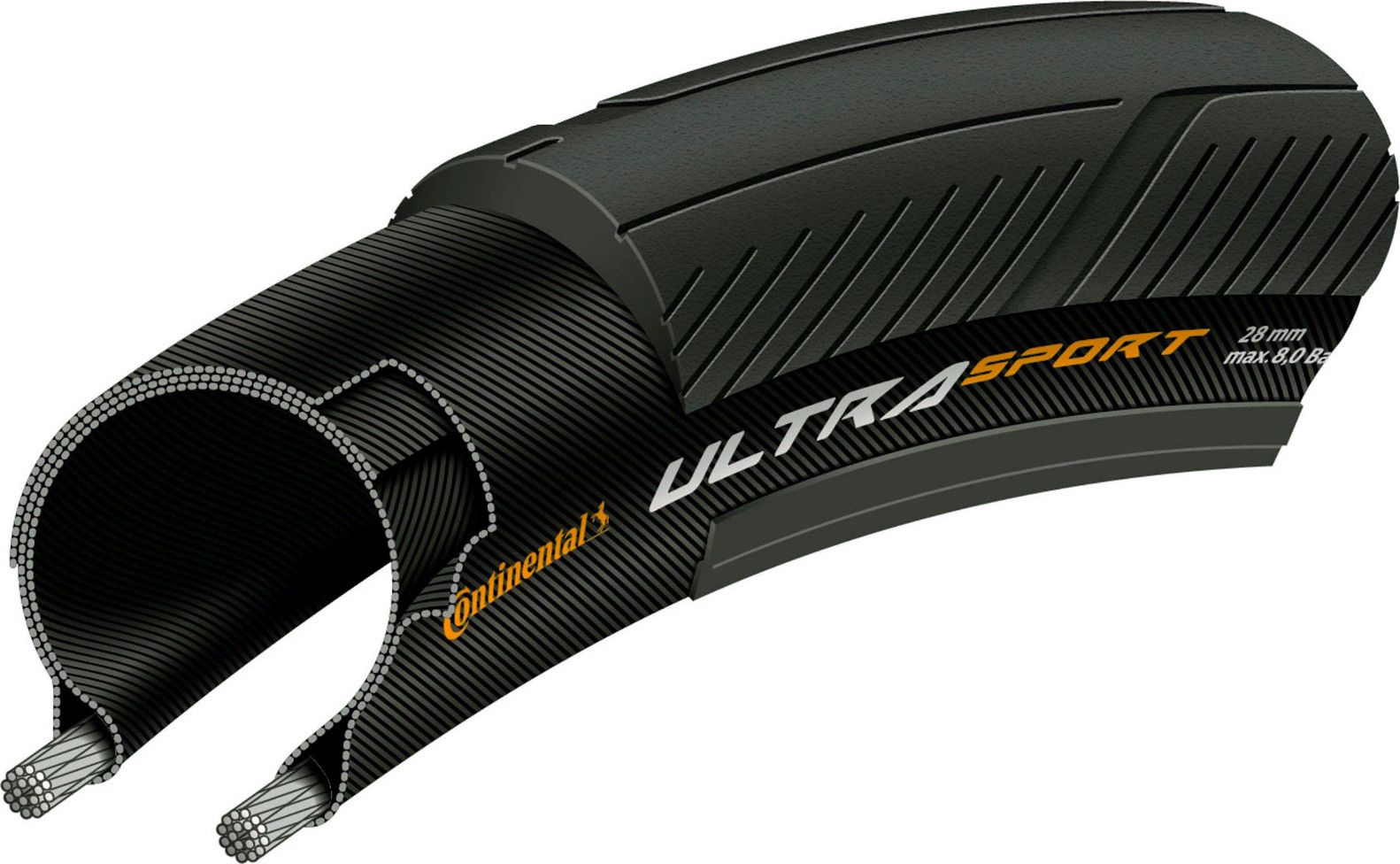 Pneu Route Continental Ultra Sport III 700 mm Tubetype Souple PureGrip Compound E-Bike e25 Flancs Marrons