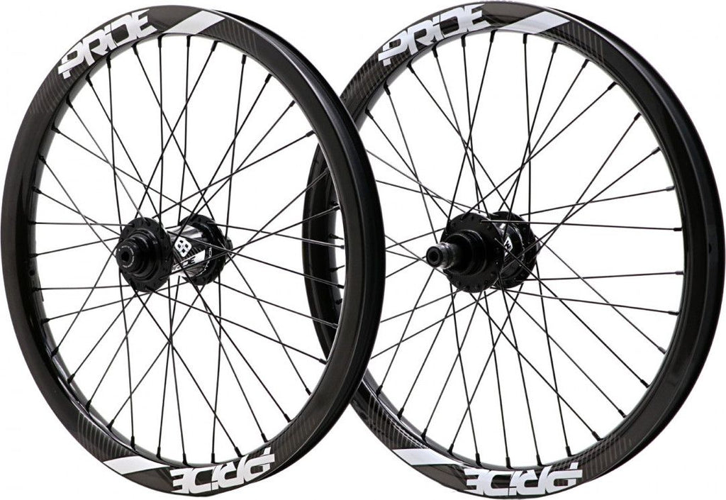Paire de Roues Pride Racing Gravity Control V2 20" (406) | 20x100 - 15x110 mm | 6 Trous | Noir/Blanc Brillant