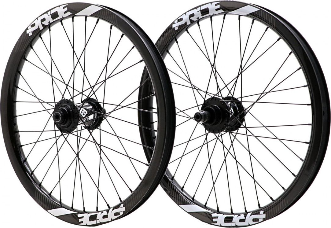 Paire de Roues Pride Racing Gravity Control V2 20" (406) | 20x100 - 15x110 mm | 6 Trous | Noir/Blanc Brillant