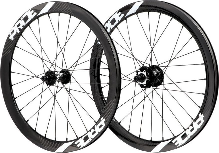 Paire de Roues Pride Racing Gravity Control V2 20" (451) | 10x100 - 10x110 mm | 6 Trous | Noir/Blanc Brillant