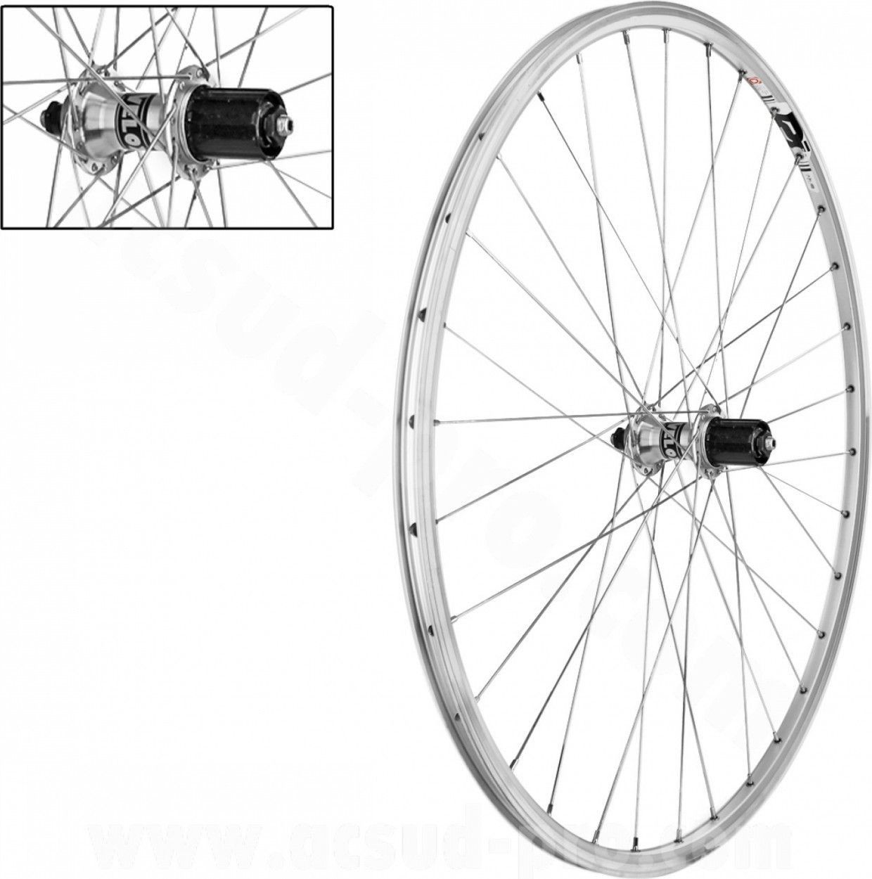 Roue arrière 700 jante double paroi - freins à patin - 8/9/10 vitesses