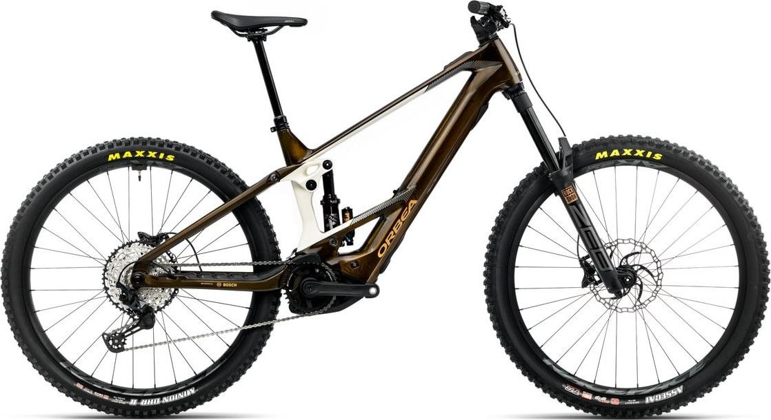 VTT Électrique Tout-Suspendu Orbea Wild M20 Shimano 12V 750 Wh Bosch 120 Nm 29" Marron Caramel Carbon View Blanc Crème 2025