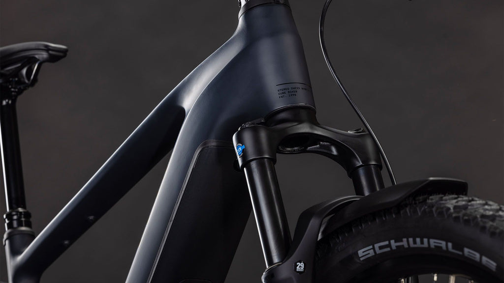 VTT Électrique Tout-Suspendu Cube Stereo Hybrid One22 Pro 800 FE Shimano 10V 800 Wh Bosch 120 Nm 29'' Noir Bleu Night 2026