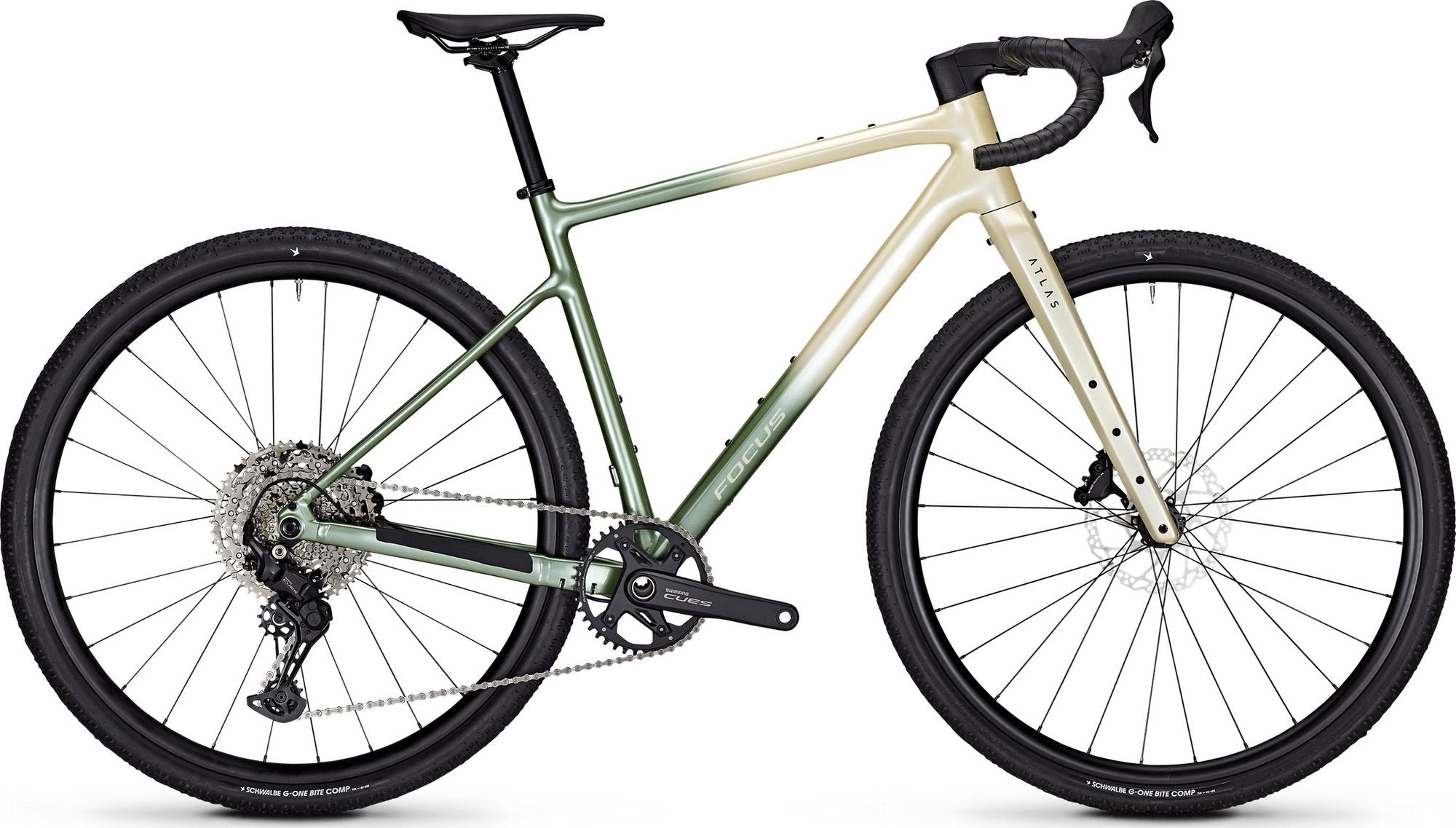 Vélo de Gravel Focus Atlas 6.7 Shimano Cues 11V 700 mm Beige/Vert 2026