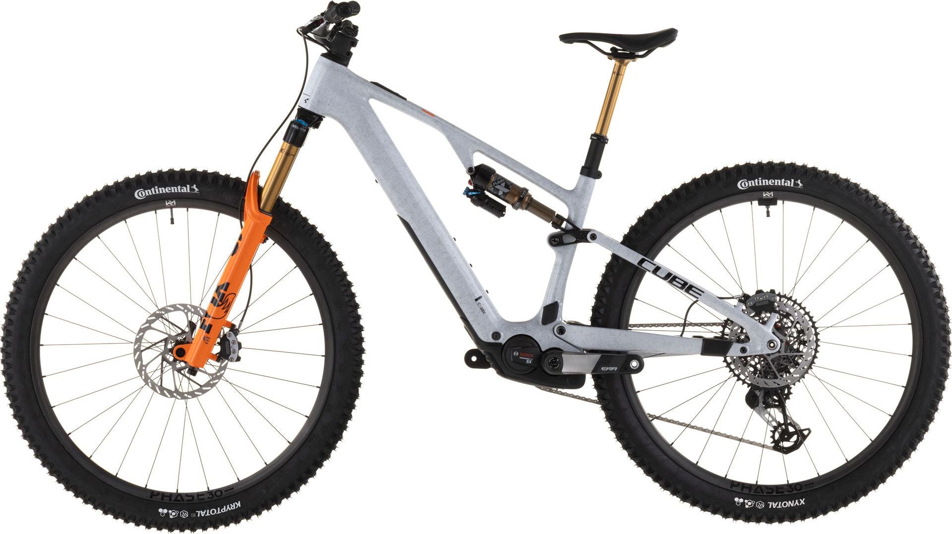 VTT Électrique Tout-Suspendu Cube AMS Hybrid One44 C:68X Super TM 400X Sram 12V 400 Wh Bosch 60 Nm 29'' Gris Fog Fibre 2026