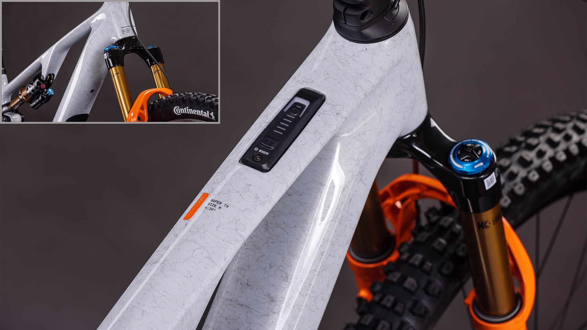 VTT Électrique Tout-Suspendu Cube AMS Hybrid One44 C:68X Super TM 400X Sram 12V 400 Wh Bosch 60 Nm 29'' Gris Fog Fibre 2026