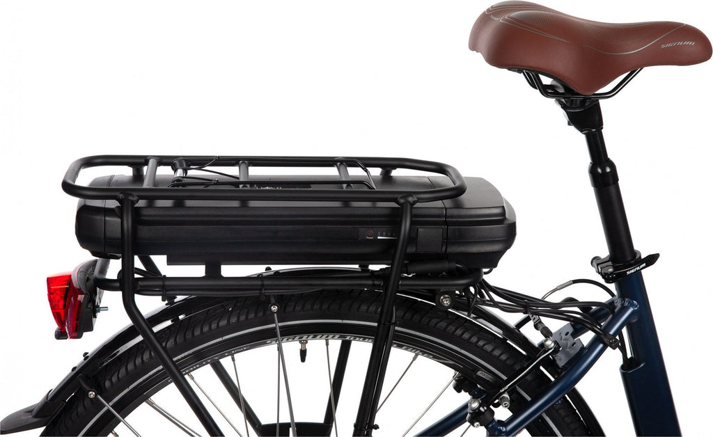 Vélo de Ville Électrique Mixte Bicyklet Claude Shimano Tourney 7V 500 Wh 700 mm Bleu Nuit Mat Marron T.48 167/185cm - Produit Reconditionné