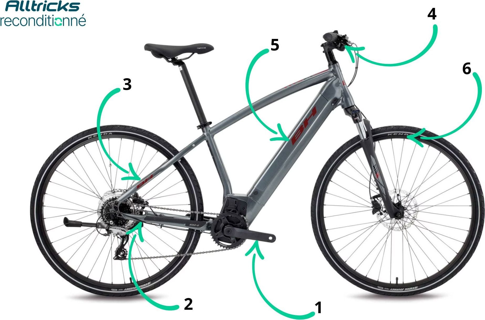 VTC Électrique BH Atom Cross Shimano Acera 8V 500 Wh 700 mm Gris Plata T.M 165/177cm - Produit Reconditionné