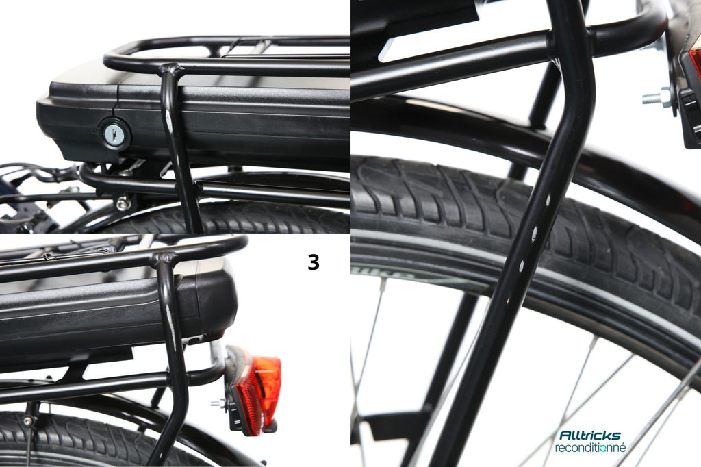 Vélo de Ville Électrique Mixte Bicyklet Claude Shimano Tourney 7V 500 Wh 700 mm Bleu Nuit Mat Marron T.48 167/185cm - Produit Reconditionné