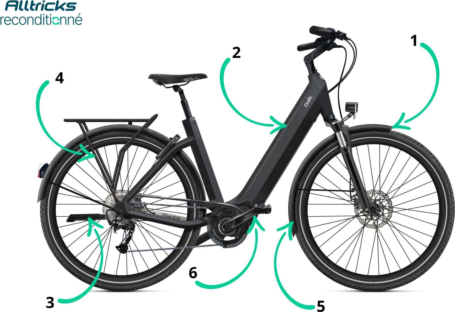 VTC Électrique O2 Feel iSwan Explorer Univ 6.2 Shimano Alivio 9V 540 Wh 27.5'' Noir Intense T.M 170/190cm - Produit Reconditionné