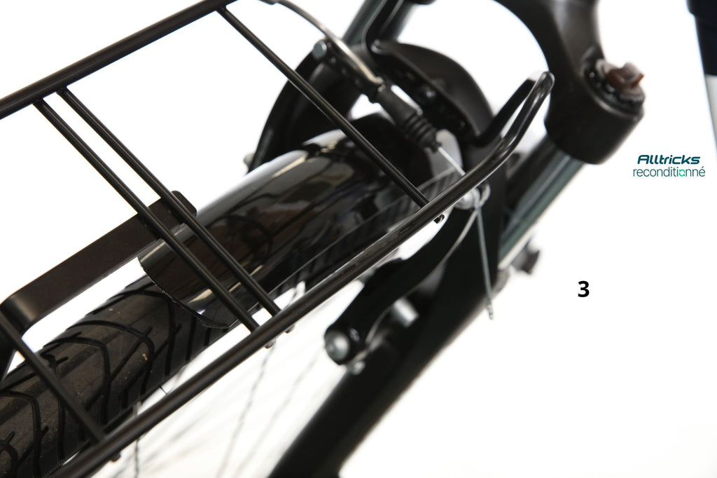 Vélo de Ville Électrique Mixte Bicyklet Claude Shimano Tourney 7V 500 Wh 700 mm Bleu Nuit Mat Marron T.48 167/185cm - Produit Reconditionné
