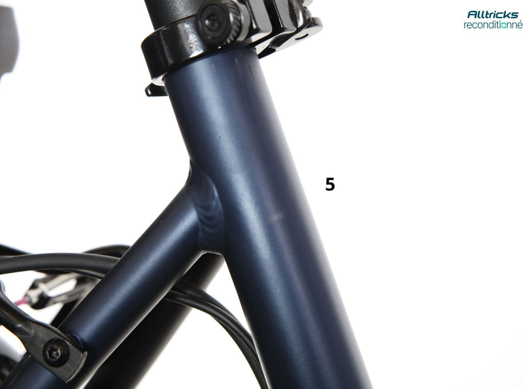 Vélo de Ville Électrique Mixte Bicyklet Claude Shimano Tourney 7V 500 Wh 700 mm Bleu Nuit Mat Marron T.48 167/185cm - Produit Reconditionné