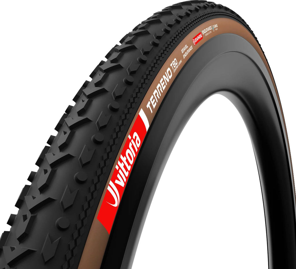 Pneu Gravel Vittoria Terreno T80 Coarse Loose Gravel Endurance 700 mm Tubeless Ready Souple Anti-Puncture Belt Endurance Formulation Graphene Flancs Marrons