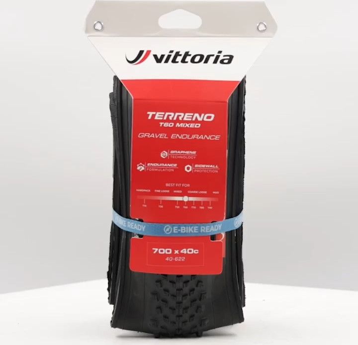 Pneu Gravel Vittoria Terreno T60 Mixed Gravel Endurance 700 mm Tubeless Ready Souple Anti-Puncture Belt Endurance Formulation Graphene