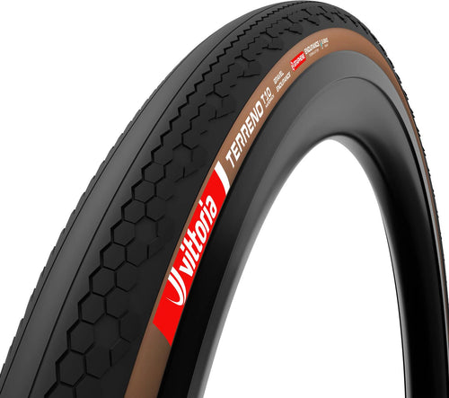 Pneu Gravel Vittoria Terreno T10 Hardpack Gravel Endurance 700 mm Tubeless Ready Souple Anti-Puncture Belt Endurance Formulation Graphene Flancs Marrons