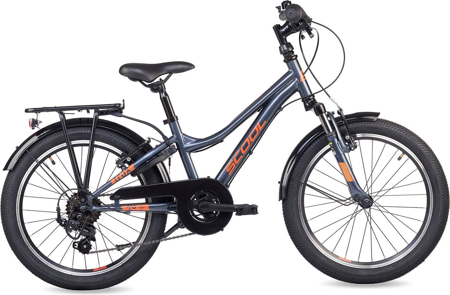 S’COOL troX, vélo enfant, 6 vitesses, Gris foncé/Orange