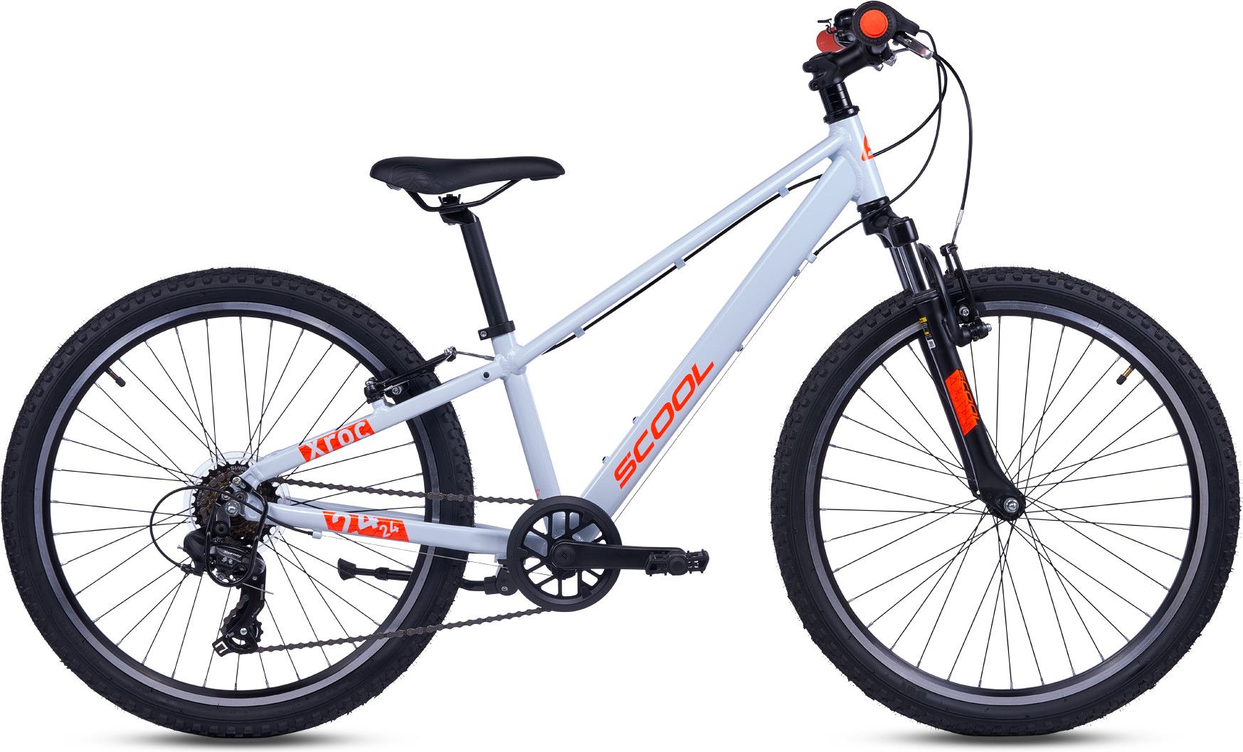 S’COOL Xroc pro, vélo enfant, 7 vitesses, Gris/Orange néon