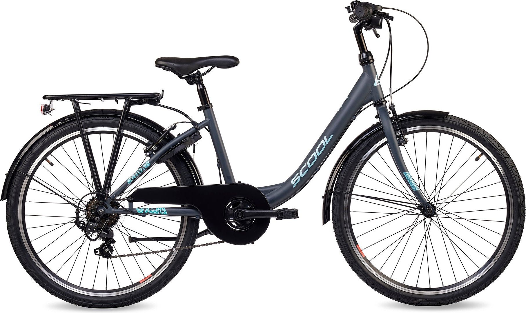 S’COOL chiX, vélo enfant, 6 vitesses, Gris foncé/Turquoise