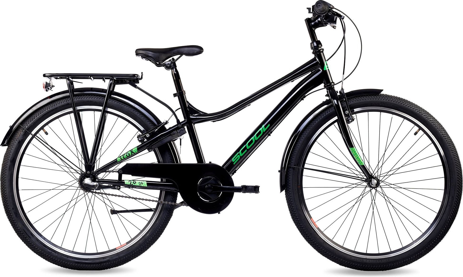 S’COOL troX, VTT enfant, 3 vitesses, Noir/Vert néon