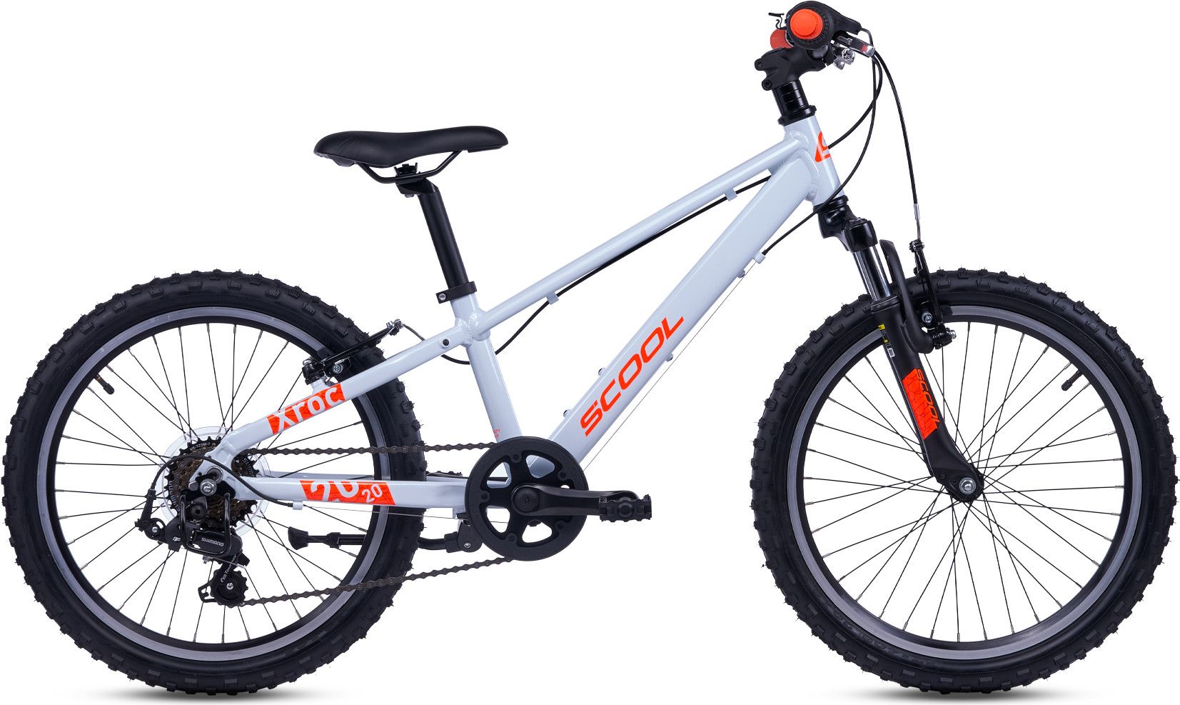 S’COOL Xroc pro, vélo enfant, 7 vitesses, Gris/Orange néon
