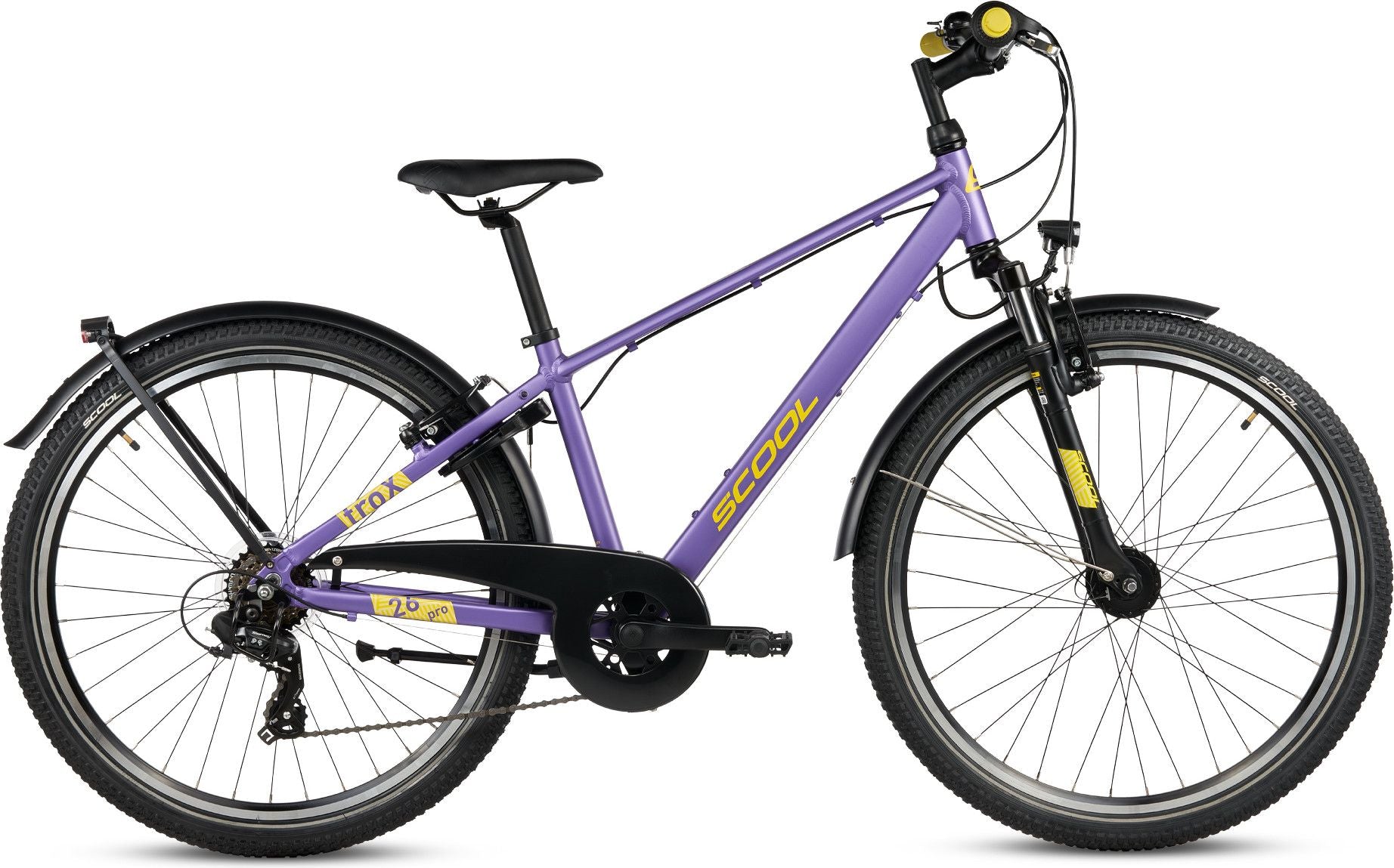 S’COOL troX pro, VTT enfant, 7 vitesses, Violet/Jaune