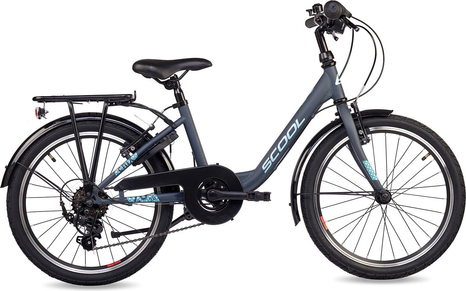 S’COOL chiX, vélo enfant, 6 vitesses, Gris foncé/Turquoise