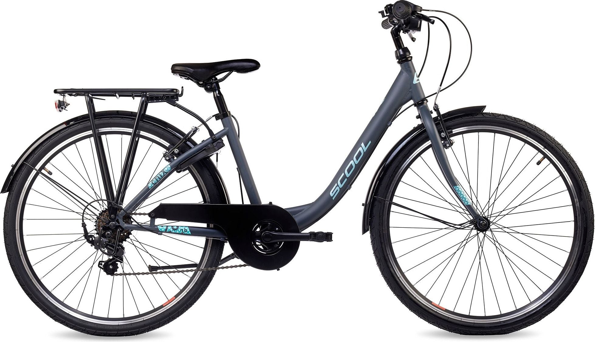 S’COOL chiX, vélo enfant, 6 vitesses, Gris foncé/Turquoise