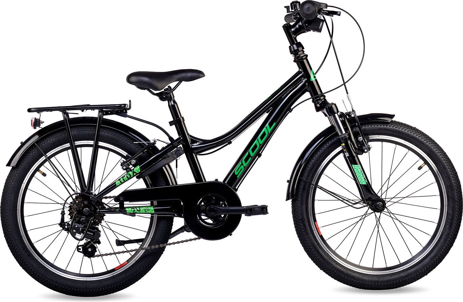S’COOL troX, vélo enfant, 6 vitesses, Noir/Vert néon