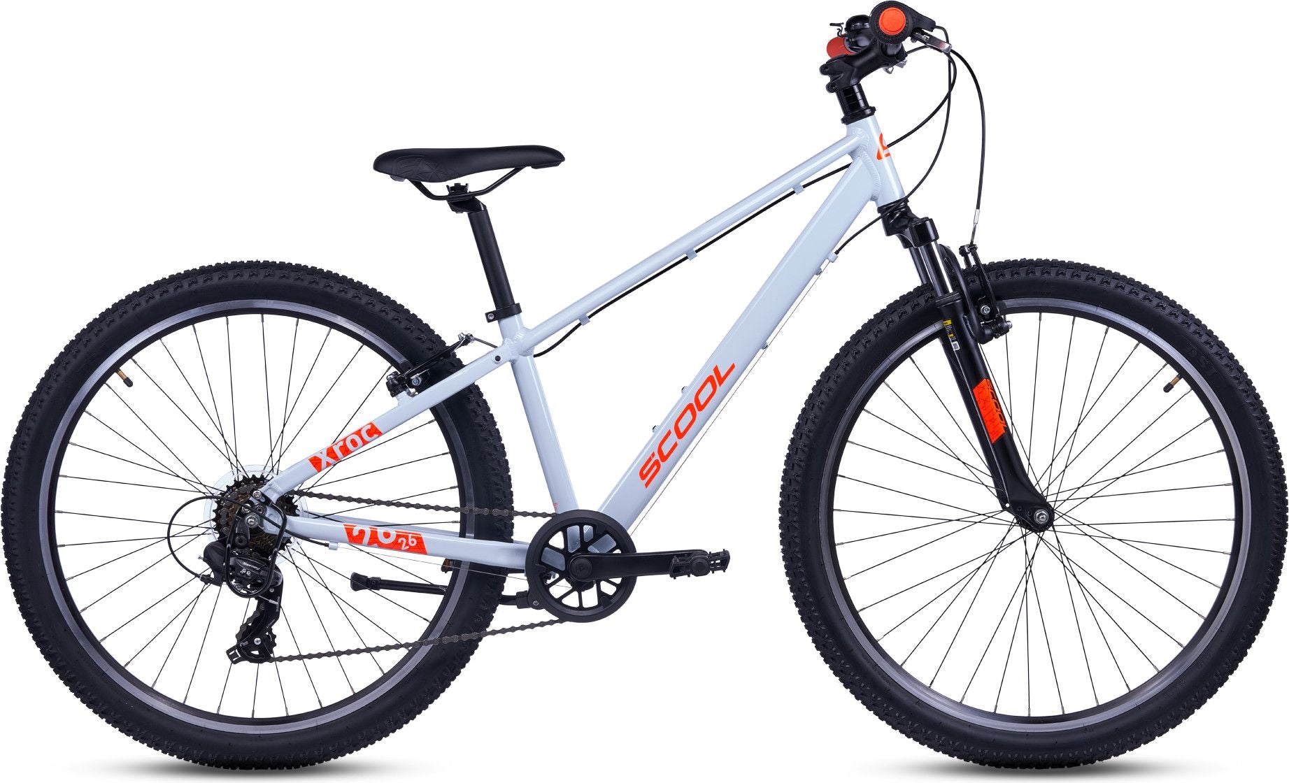 S’COOL Xroc pro, VTT enfant, 7 vitesses, Gris/Orange néon