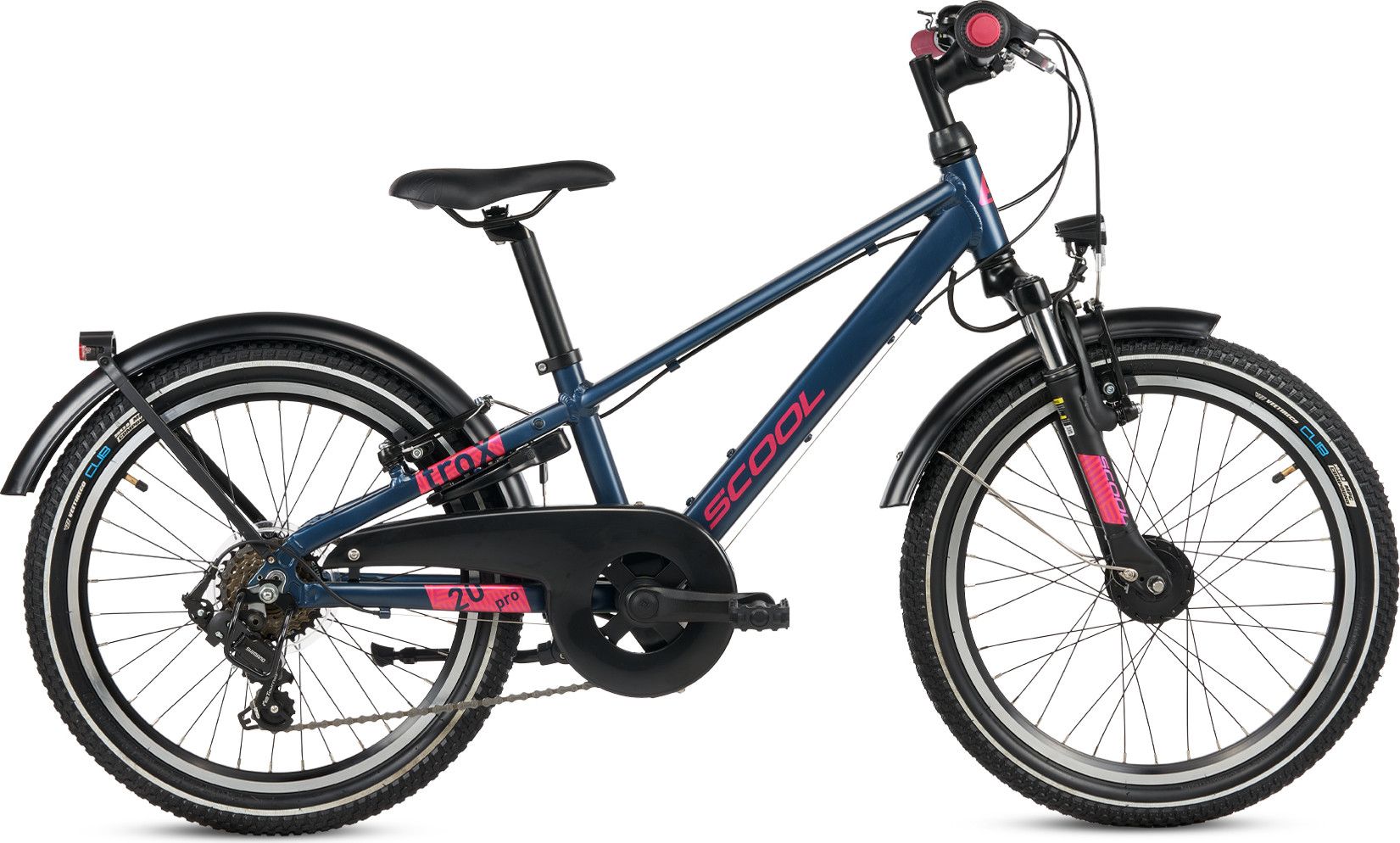 S’COOL troX pro, vélo enfant, 7 vitesses, Bleu foncé/Rose