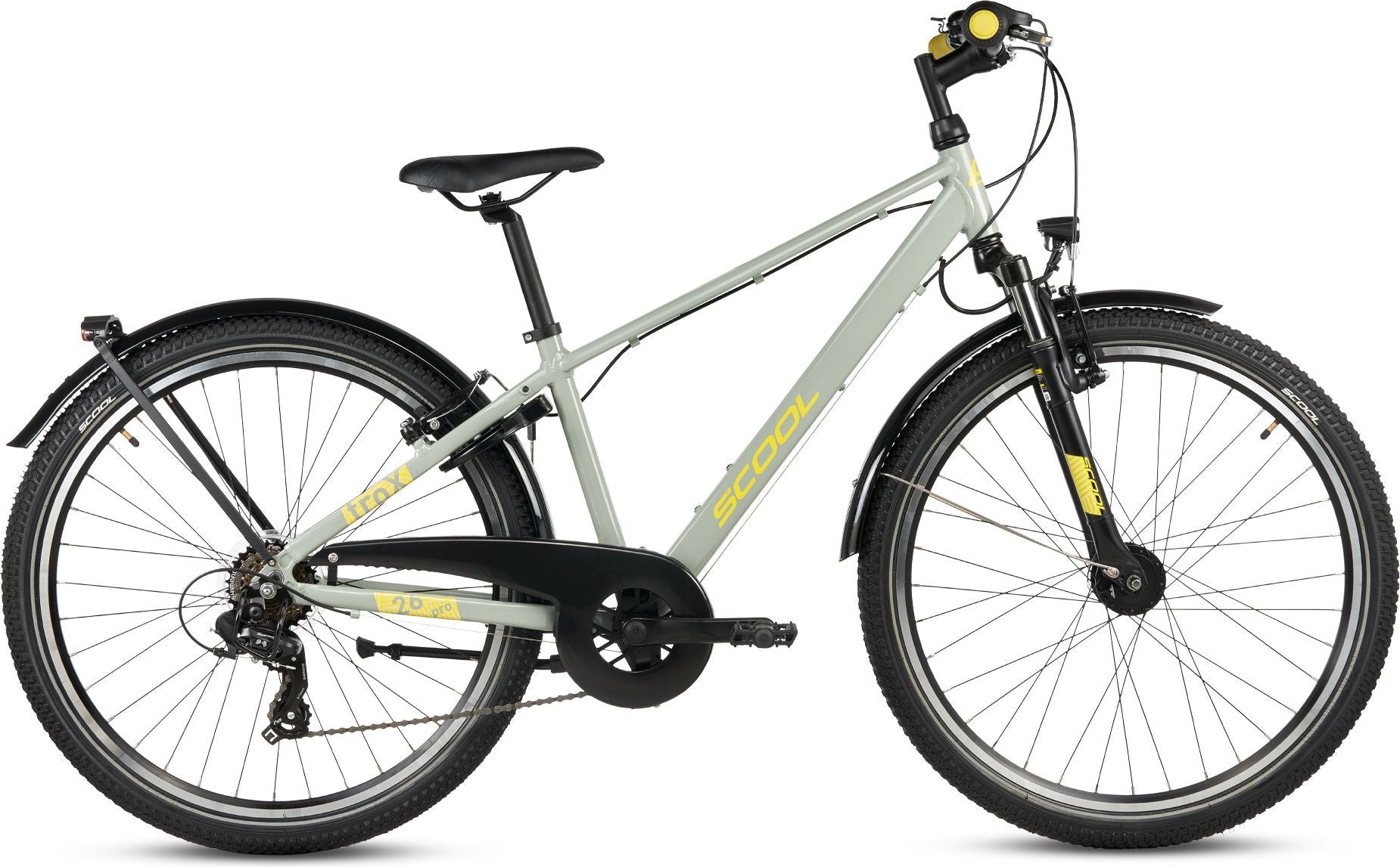S’COOL troX pro, VTT enfant, 7 vitesses, Gris/Jaune