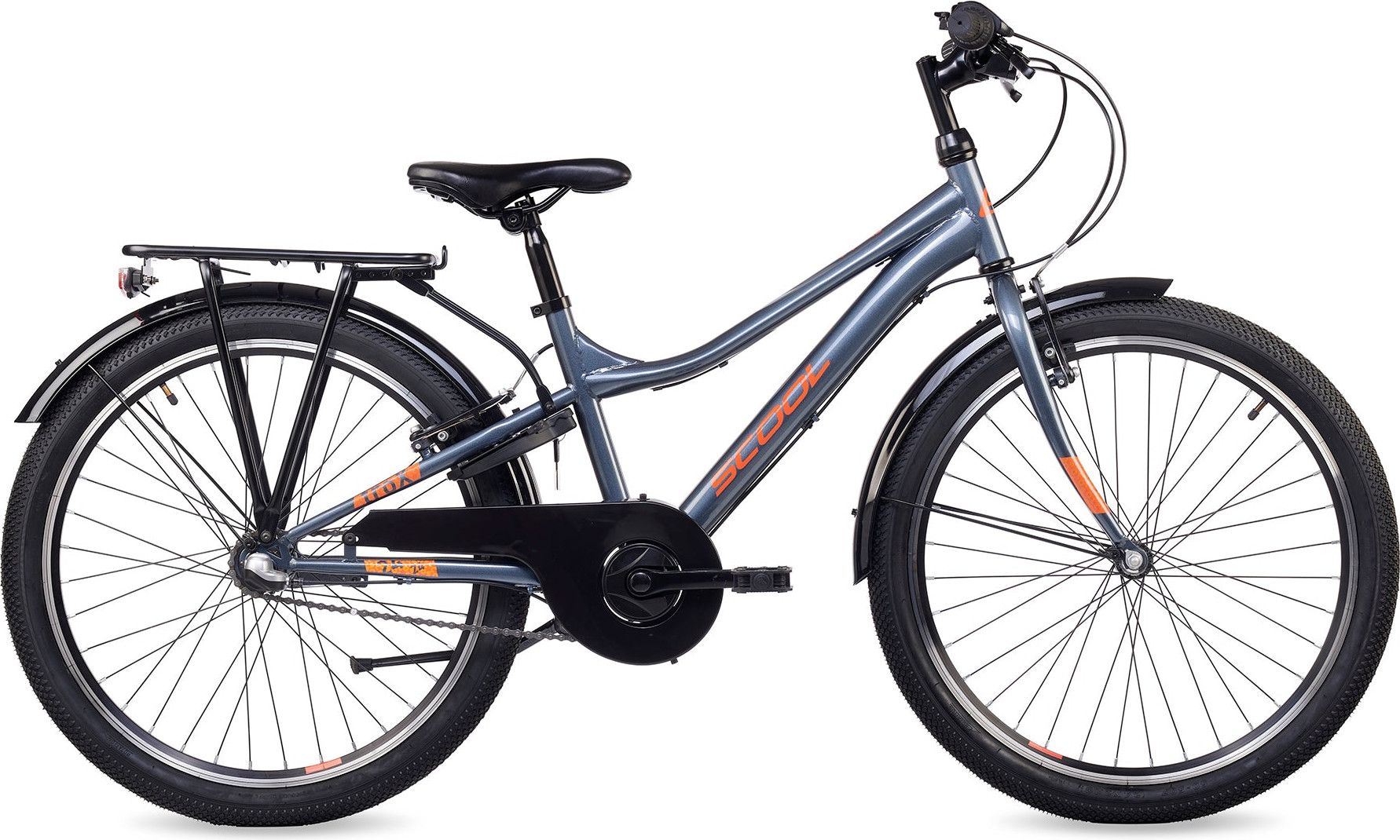 S’COOL troX, vélo enfant, 3 vitesses, Gris foncé/Orange