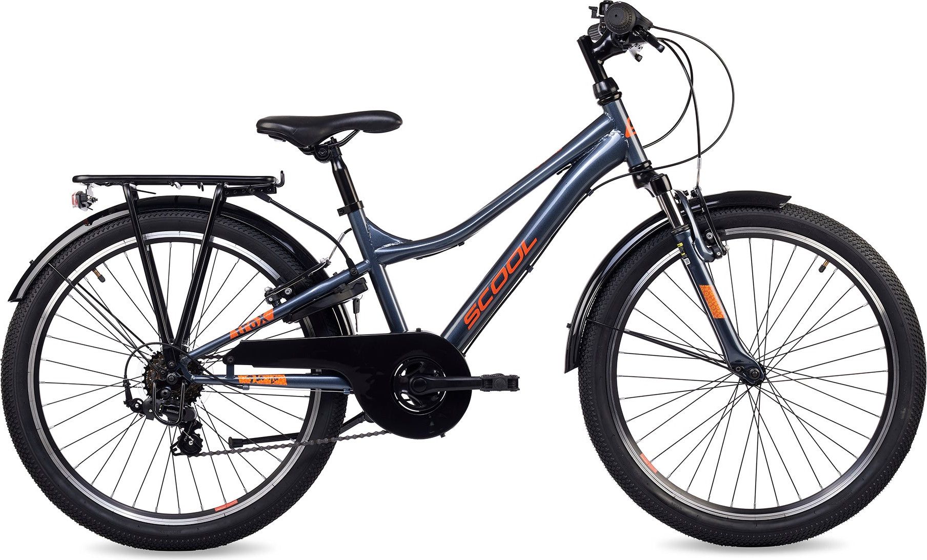 S’COOL troX, vélo enfant, 6 vitesses, Gris foncé/Orange