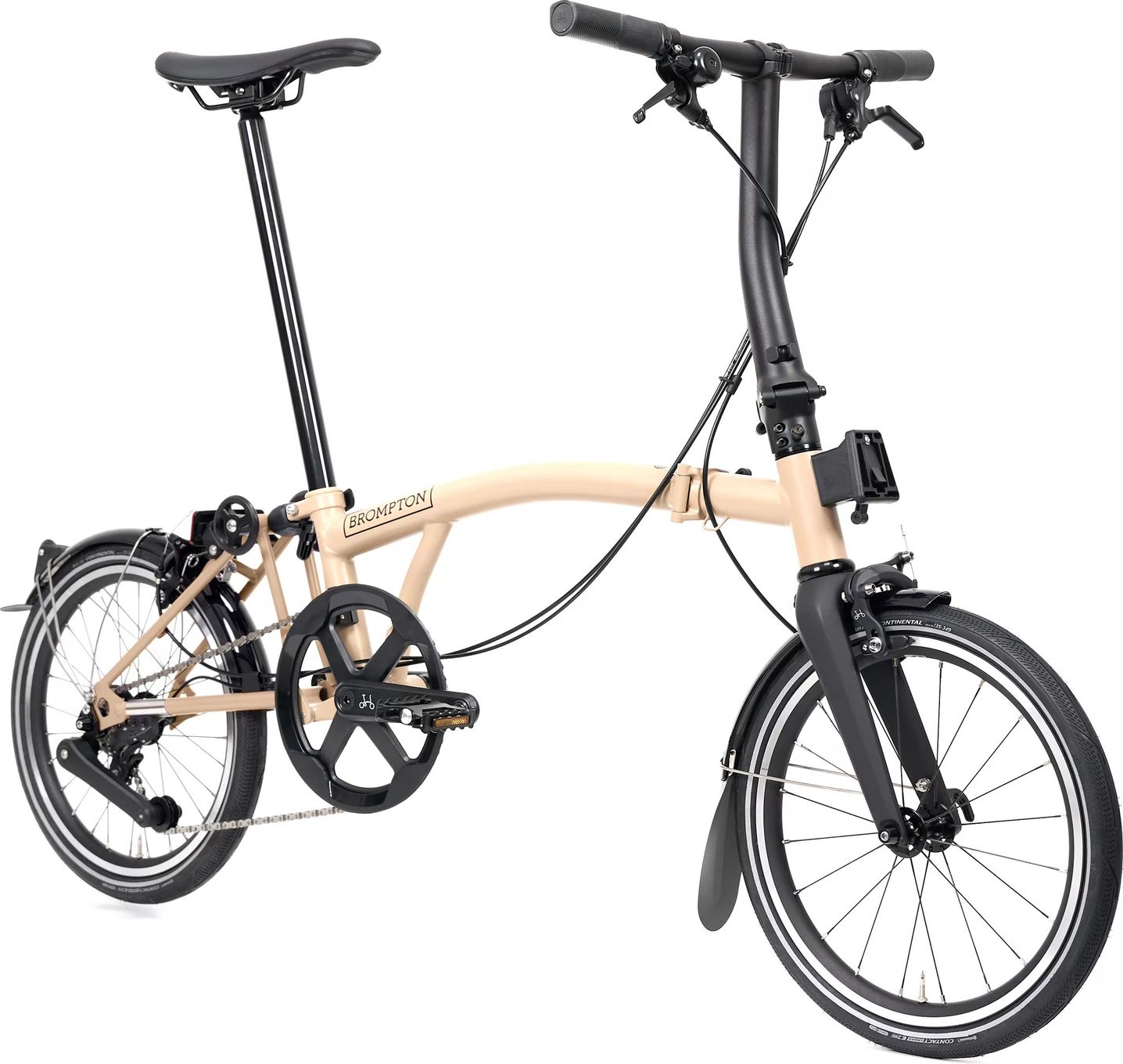 Vélo Pliant Brompton P-Line 4 Vitesses Guidon Bas Dune Sand