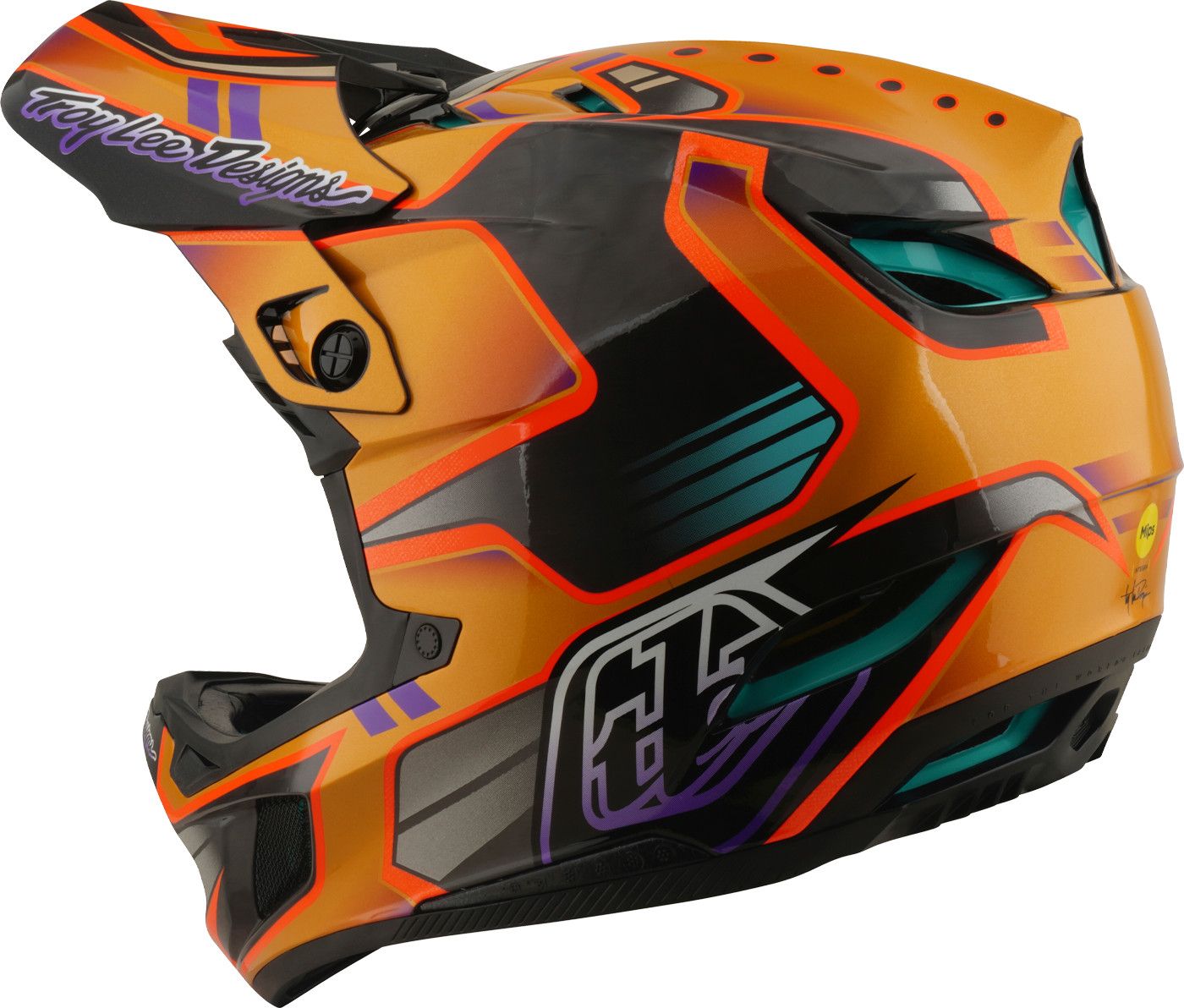 Casque Integral Troy Lee Designs D4 Carbon Mips Crest Gold