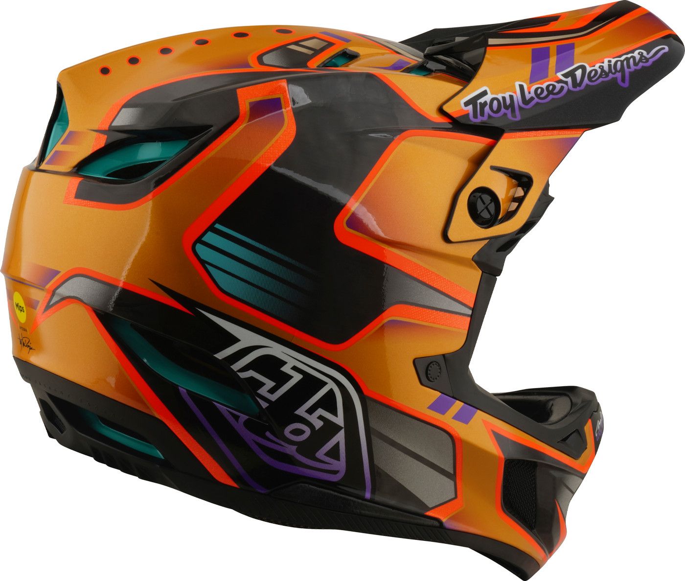 Casque Integral Troy Lee Designs D4 Carbon Mips Crest Gold