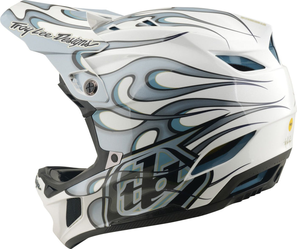 Casque Integral Troy Lee Designs D4 Composite Mips Torched Blanc/Silver