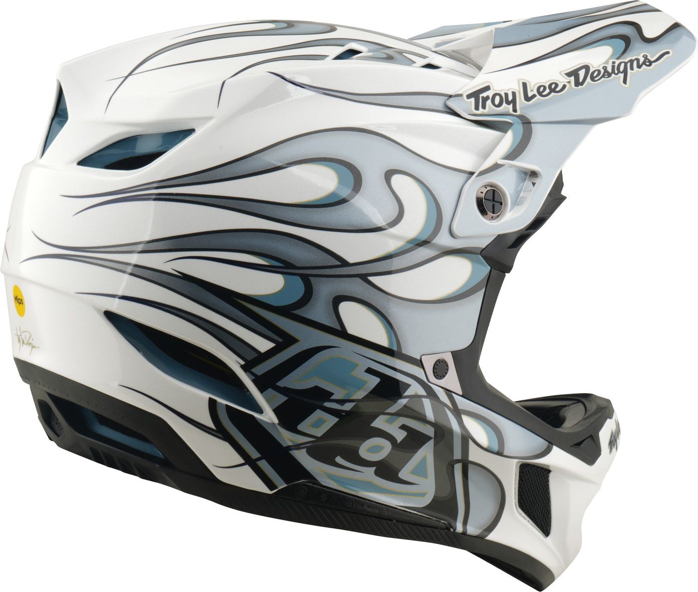 Casque Integral Troy Lee Designs D4 Composite Mips Torched Blanc/Silver