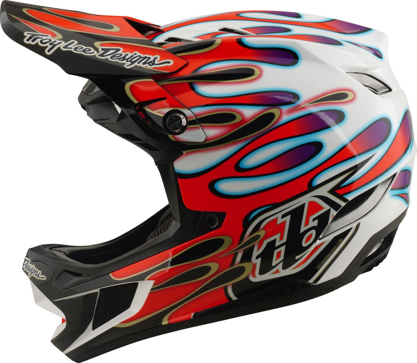 Casque Integral Troy Lee Designs D4 Composite Mips Overspray Blanc/Rouge