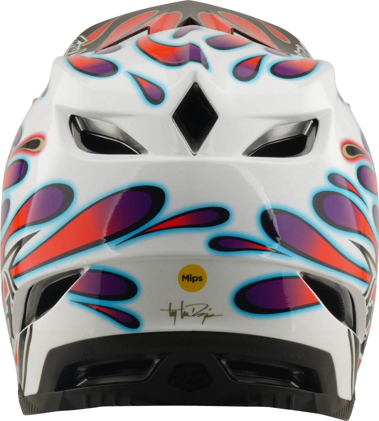 Casque Integral Troy Lee Designs D4 Composite Mips Overspray Blanc/Rouge