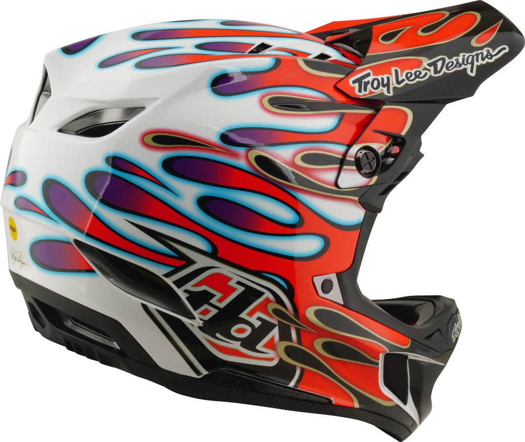Casque Integral Troy Lee Designs D4 Composite Mips Overspray Blanc/Rouge