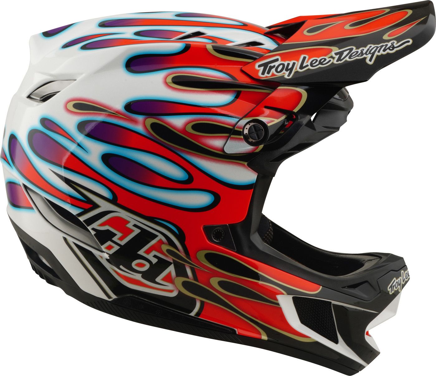 Casque Integral Troy Lee Designs D4 Composite Mips Overspray Blanc/Rouge